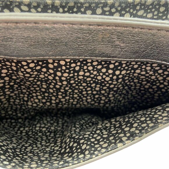 Loeffler Randall Silver Leather Lightweight Envelope Lock Clutch Purse Bag 6"X8" - Picture 5 of 16